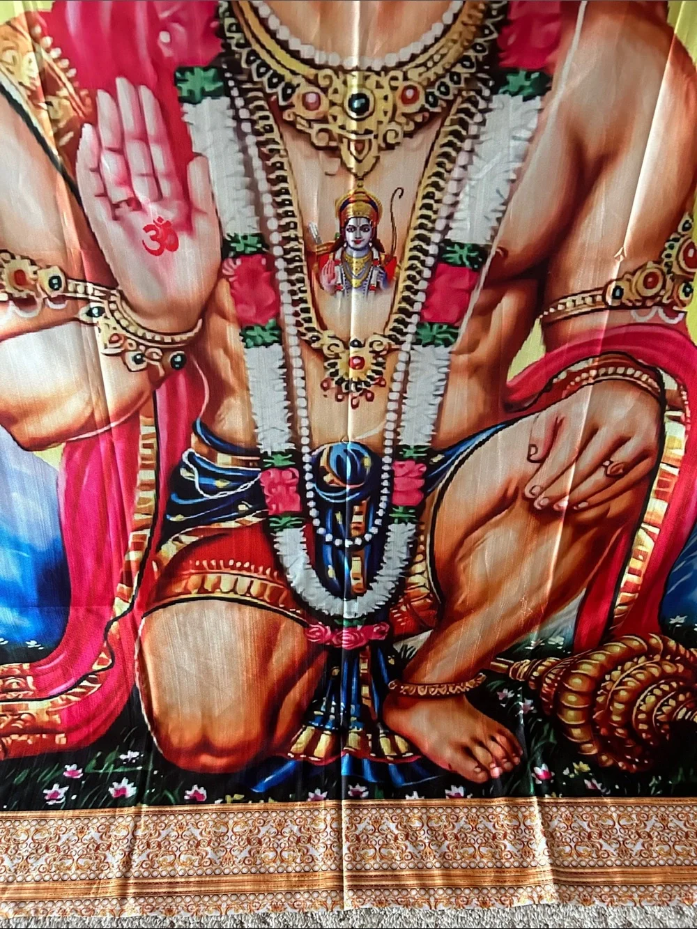 Vibrant Lord Hanuman Hanging Wall Tapestry From India | 80